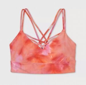 JoyLab Pink & Orange Tie Dye Strappy Back Sports Bra Size XS